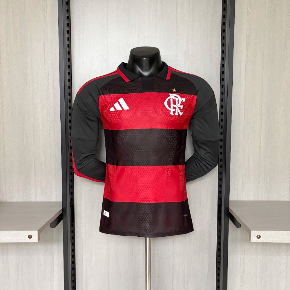 Camisa Flamengo Modelo Rubro Negra Manga Longa 2026 - Versão Jogador