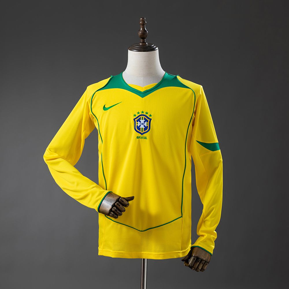 Camisa Brasil Amarela Mangas Longas 2004 - Versão Retrô