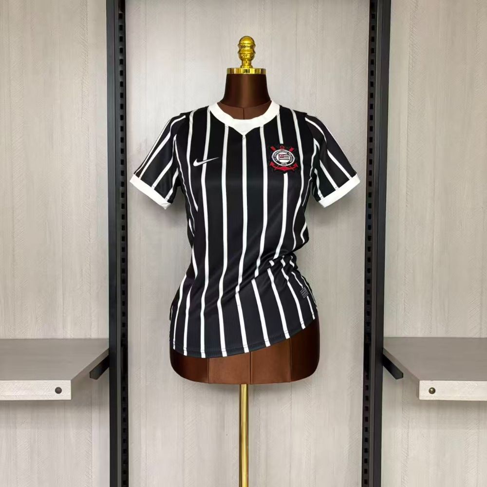 Camisa Corinthians Modelo Listrada Feminina 2026 - Versão Torcedor