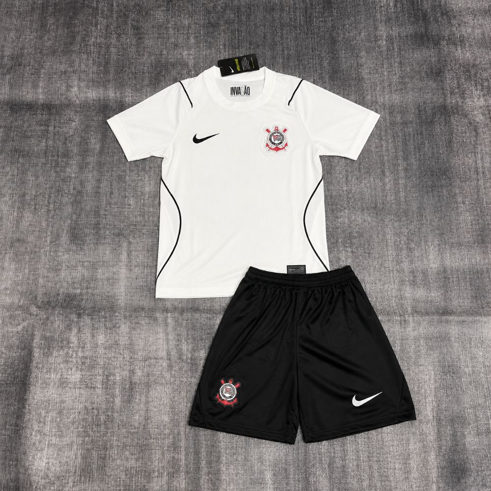 Camisa Corinthians Kit Branca Infantil 2026 - Versão Torcedor